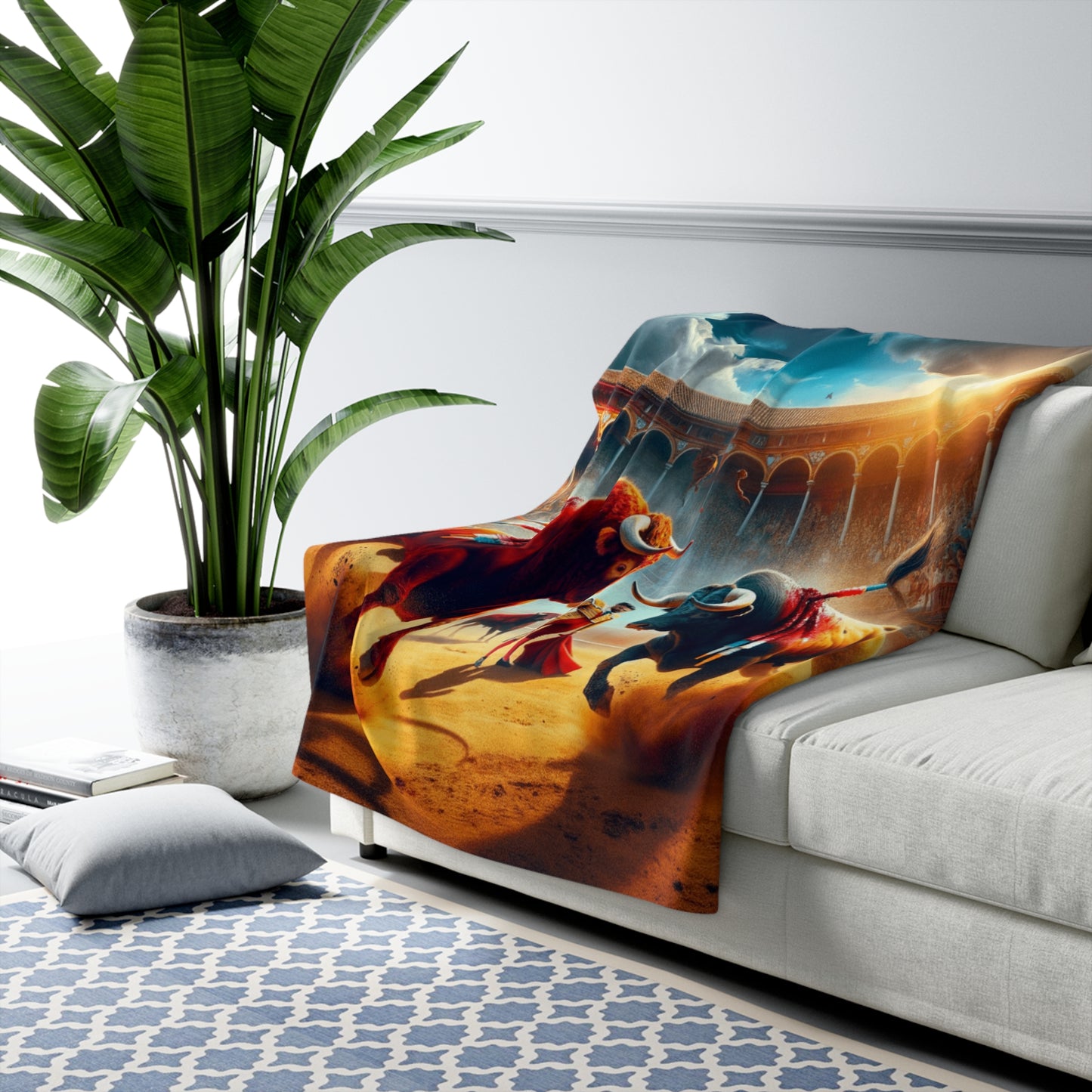 Bull Fight Sherpa Fleece Blanket