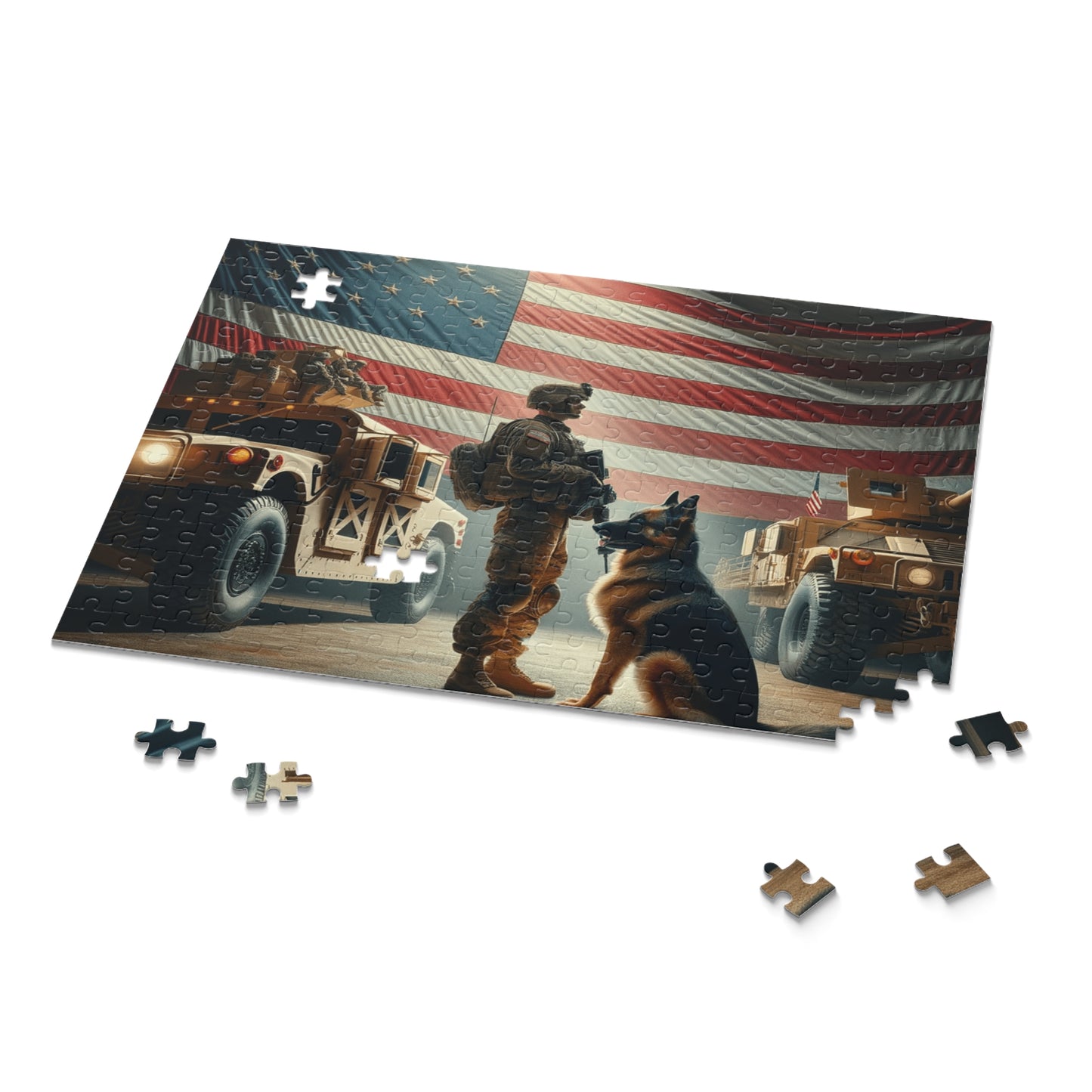 Army Man Standing with hi German Shepeard Puzzle (120, 252, 500-Piece)