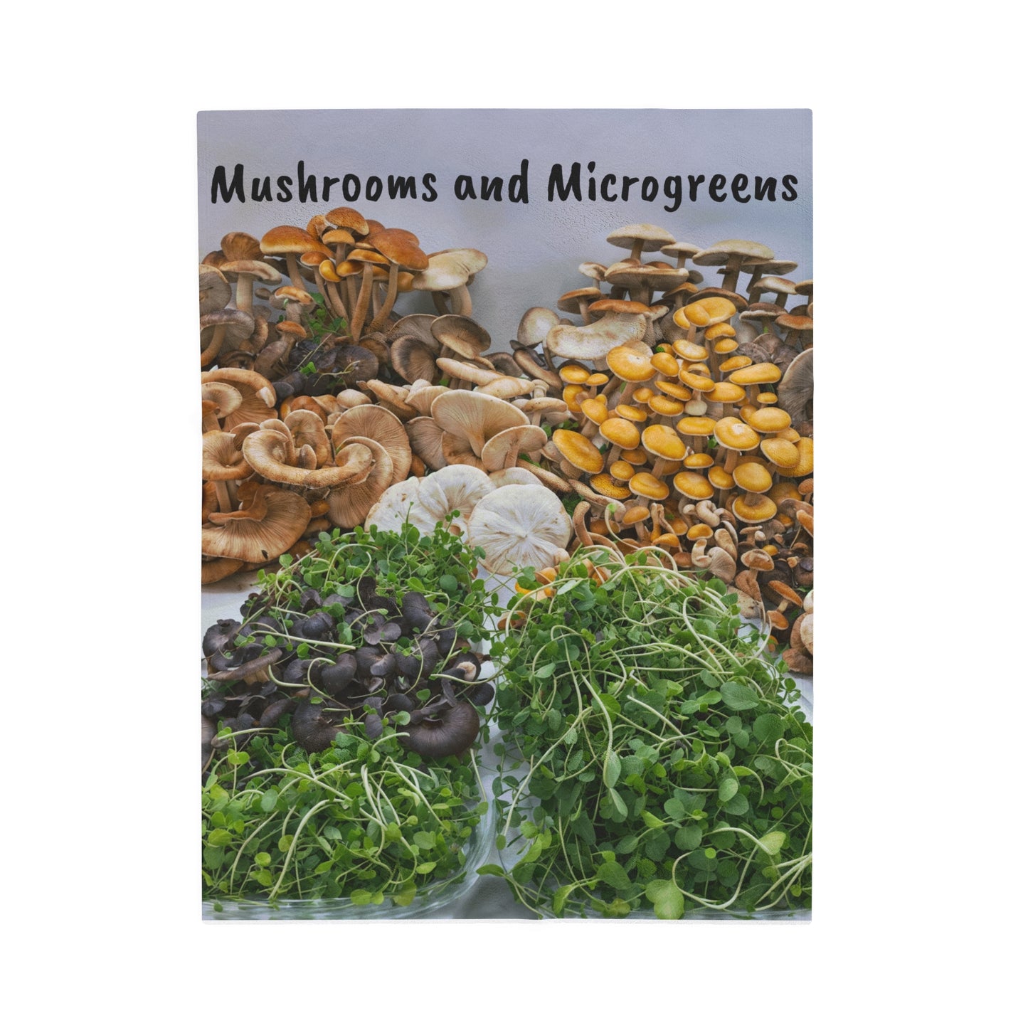 Mushroom and Microgreens Velveteen Plush Blanket