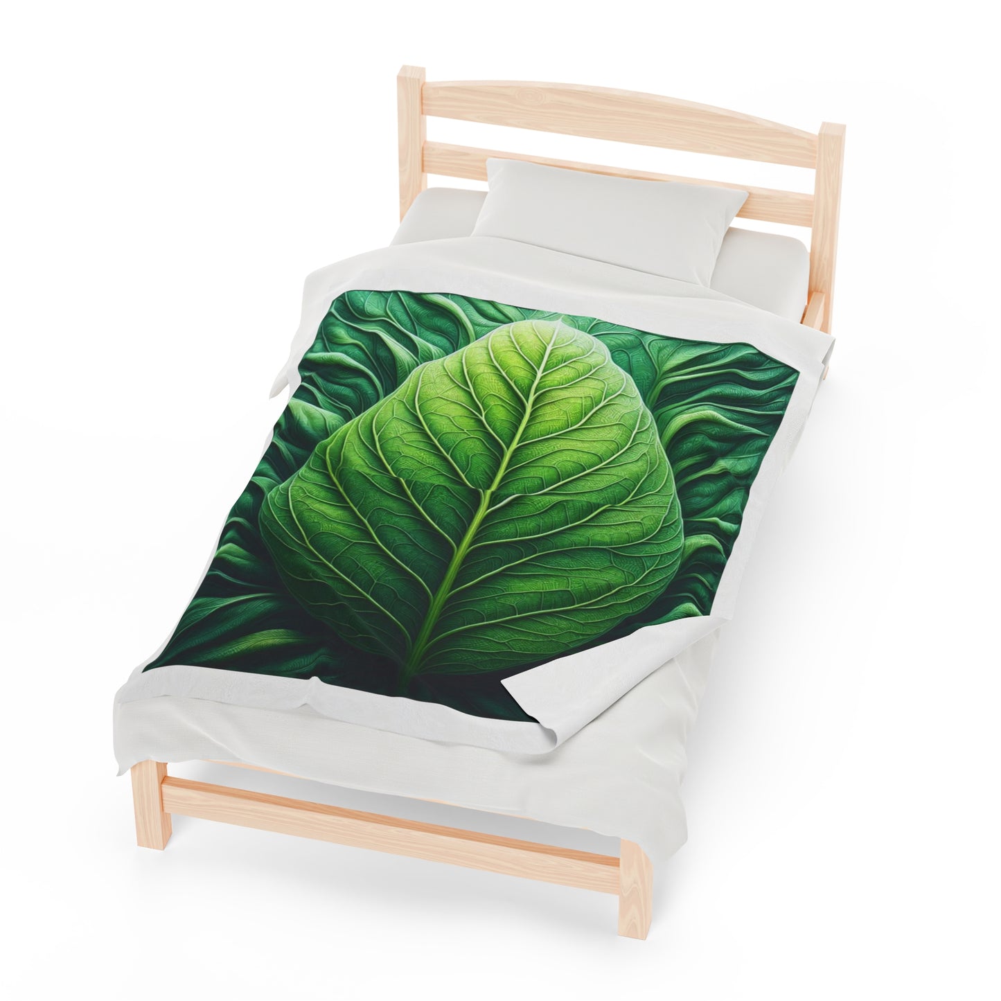 Green Leaf Cabbage Leaf Plant Leaf Velveteen Plush Blanket