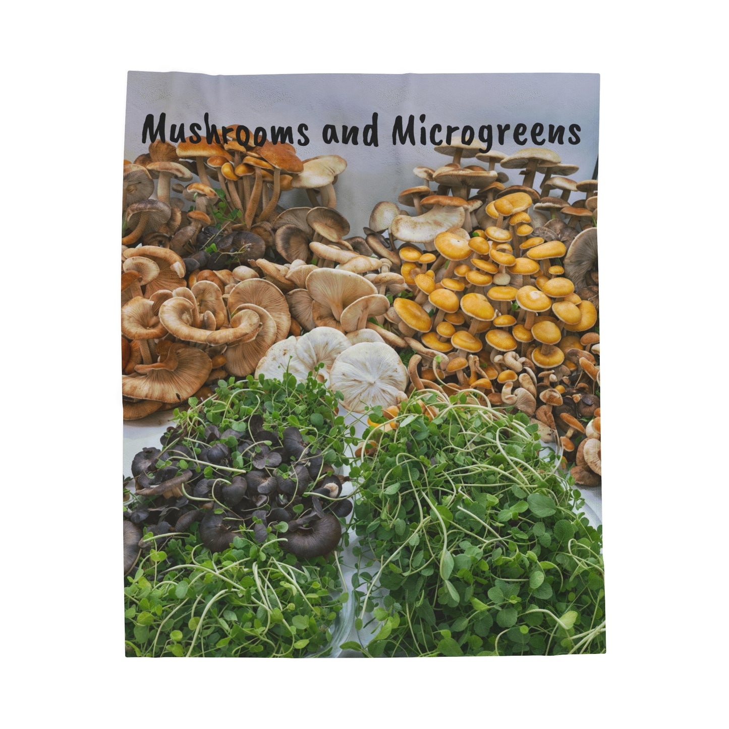 Mushroom and Microgreens Velveteen Plush Blanket