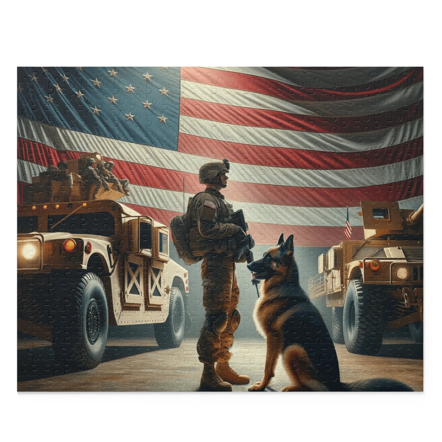 Army Man Standing with hi German Shepeard Puzzle (120, 252, 500-Piece)