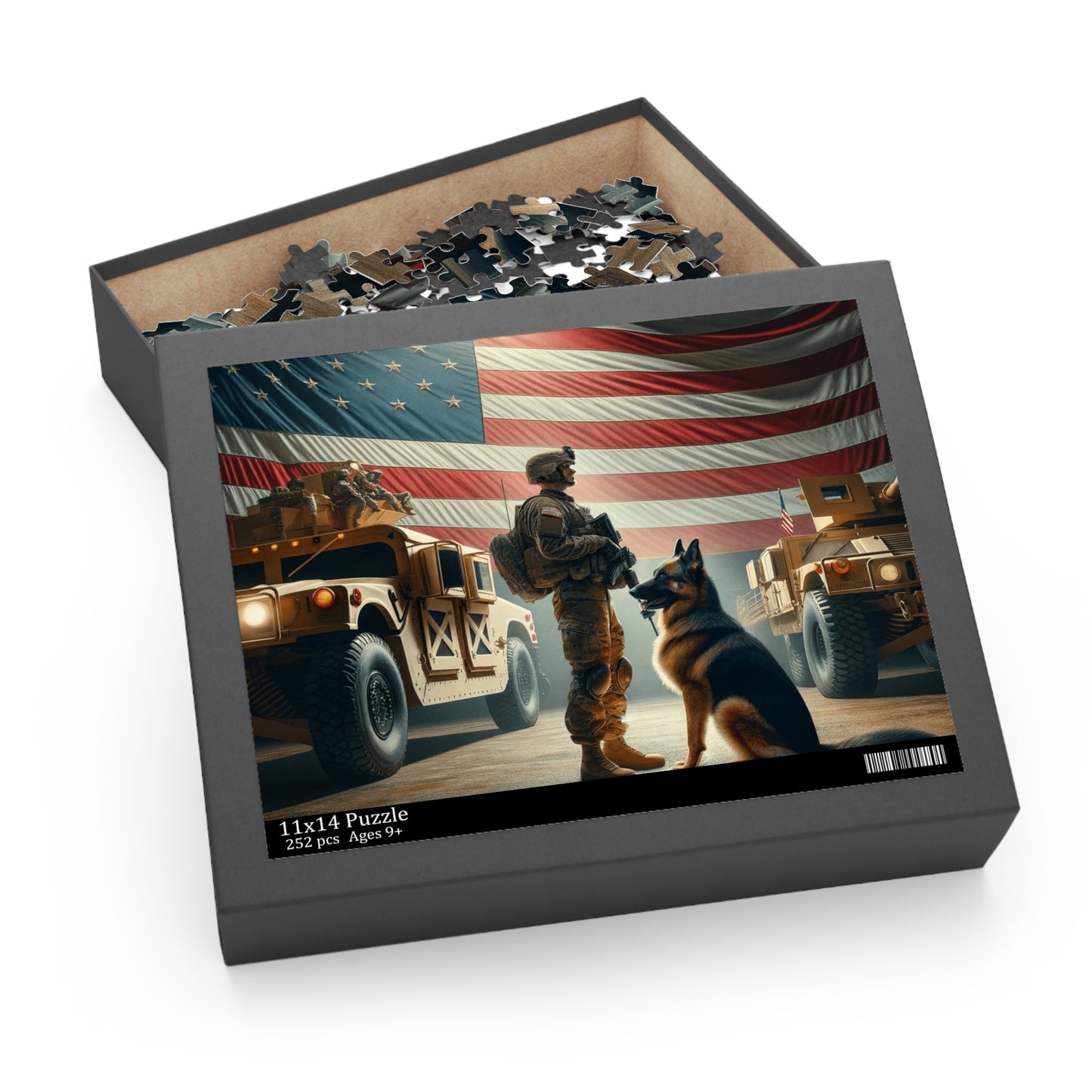 Army Man Standing with hi German Shepeard Puzzle (120, 252, 500-Piece)