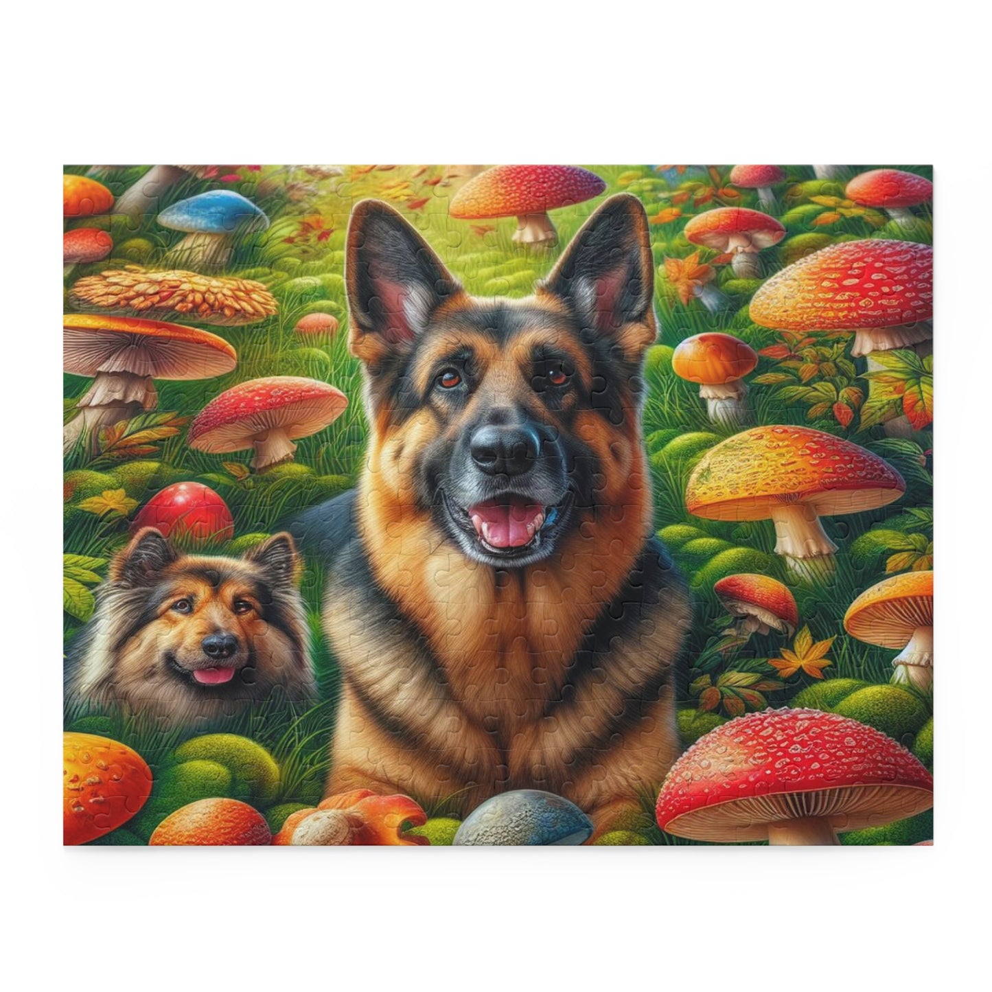 German Shepherd Dog with Mushrooms Puzzle (120, 252, 500-Piece)