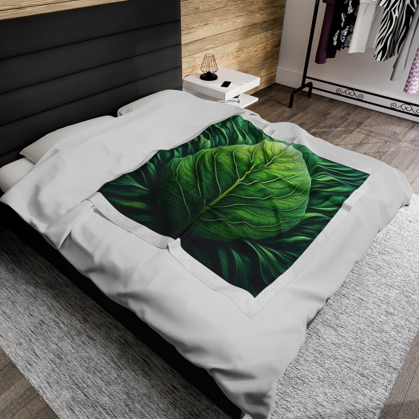 Green Leaf Cabbage Leaf Plant Leaf Velveteen Plush Blanket