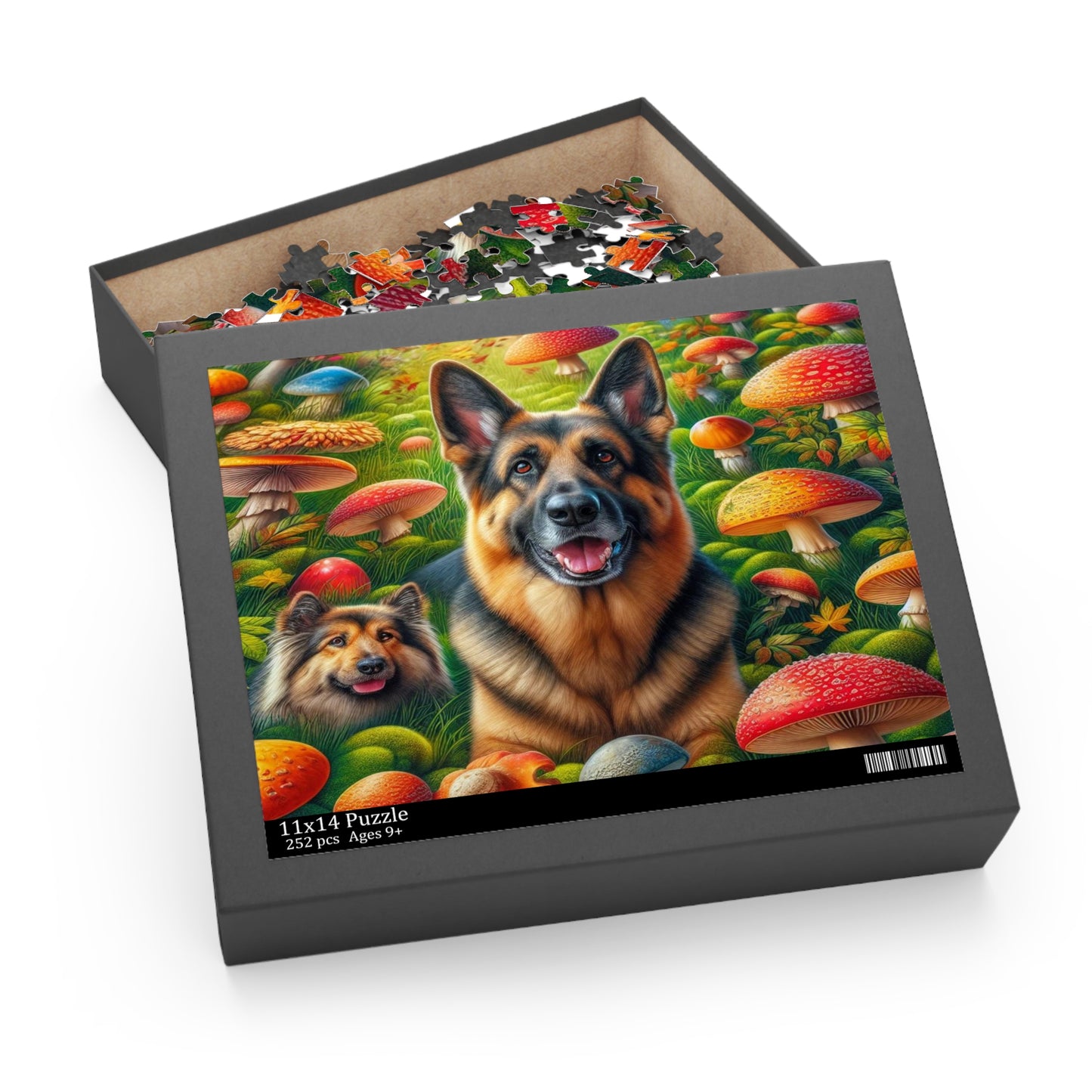 German Shepherd Dog with Mushrooms Puzzle (120, 252, 500-Piece)