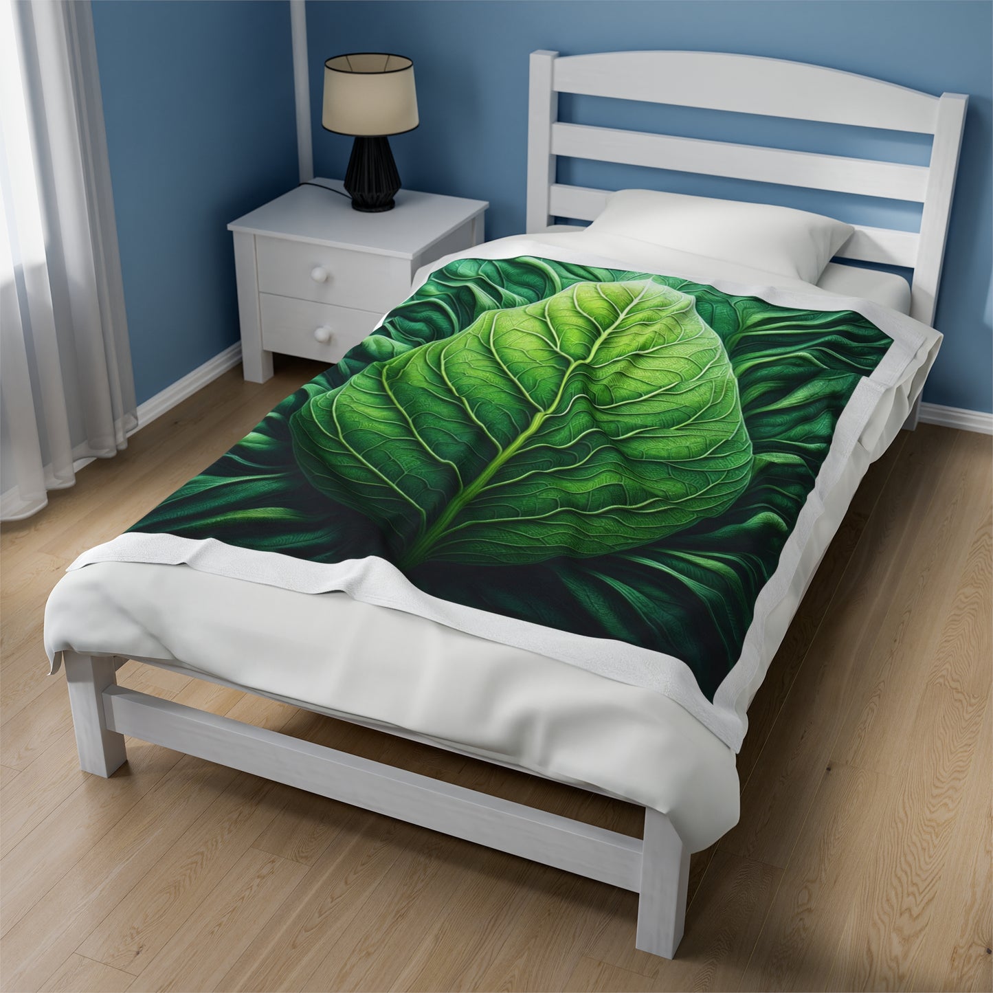 Green Leaf Cabbage Leaf Plant Leaf Velveteen Plush Blanket