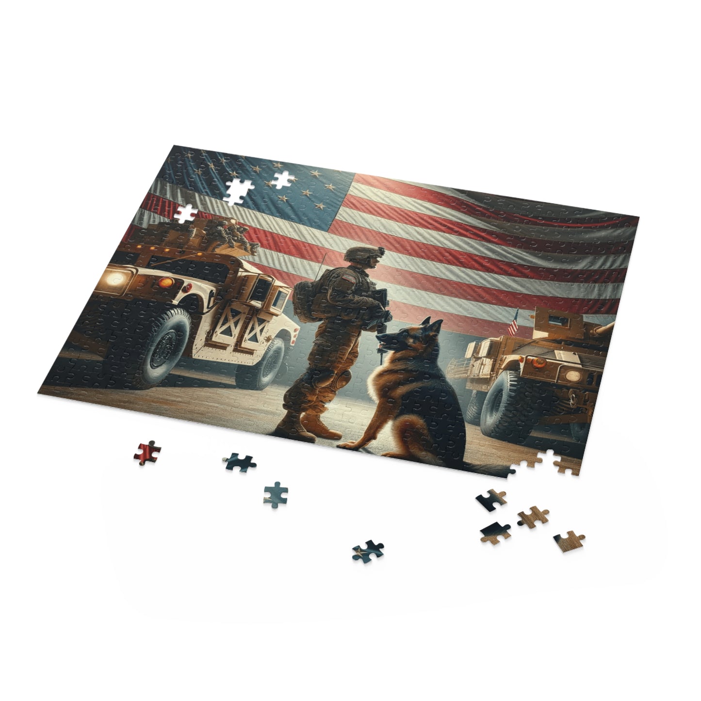 Army Man Standing with hi German Shepeard Puzzle (120, 252, 500-Piece)